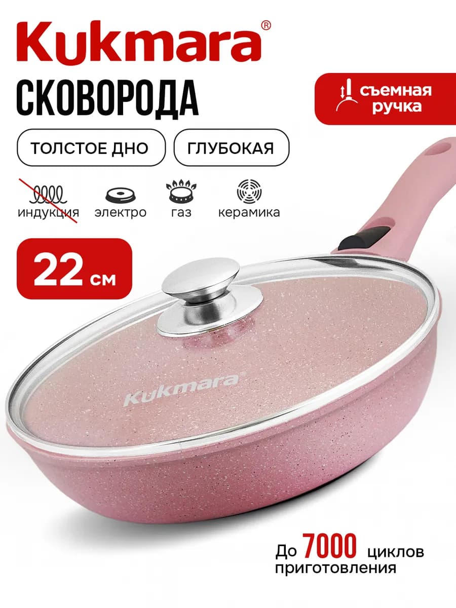 Сковорода с крышкой антипригарная глубокая 22 см