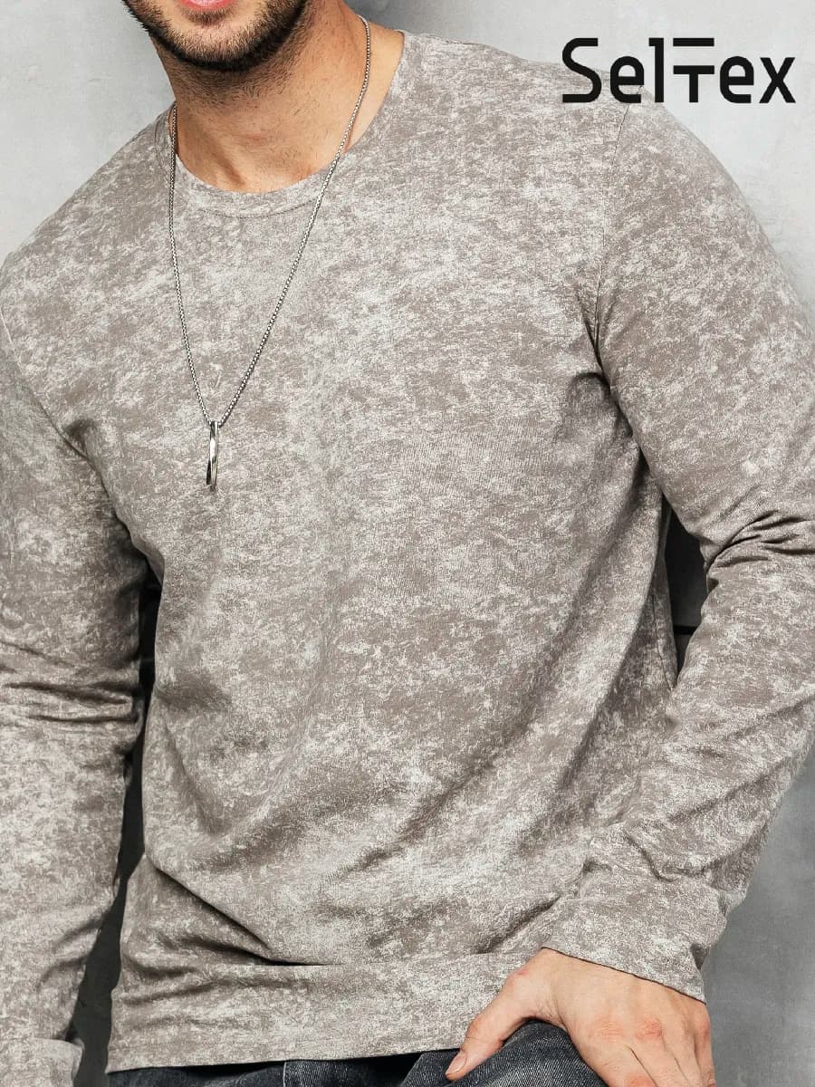 Лонгслив мужской с длинным рукавом больших размеров хлопок - фото 1