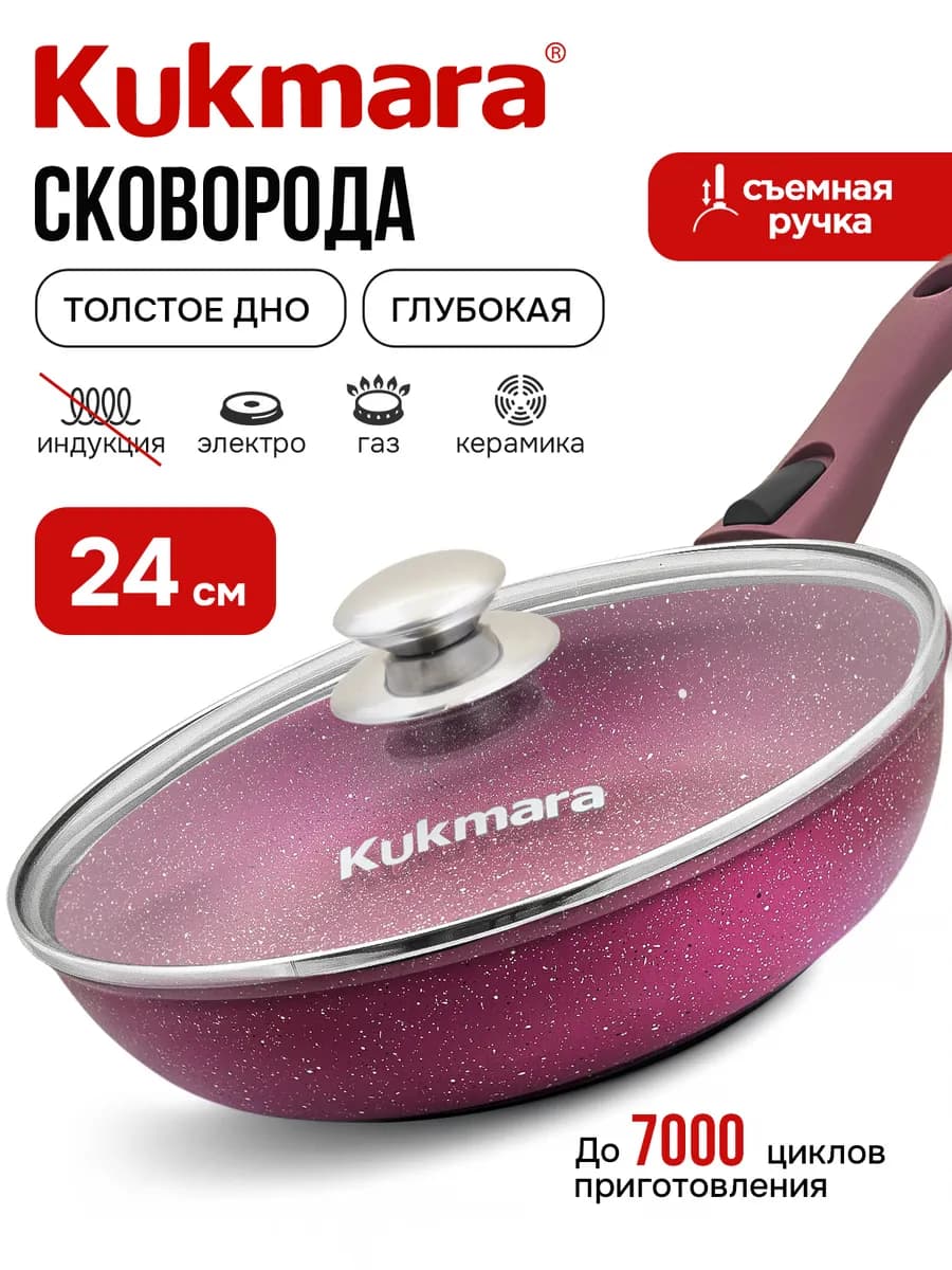 Сковорода с крышкой антипригарная глубокая 24 см