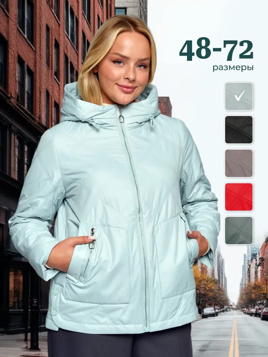 Куртка демисезонная с капюшоном больших размеров