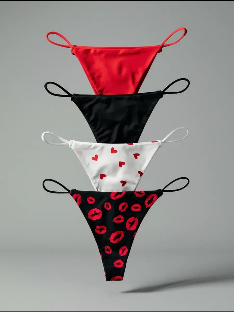 Трусы стринги бесшовные набор 4 штуки