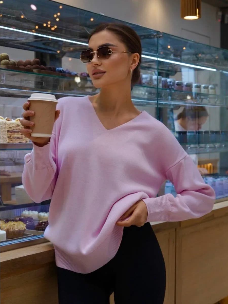 Джемпер вязаный удлиненный оверсайз