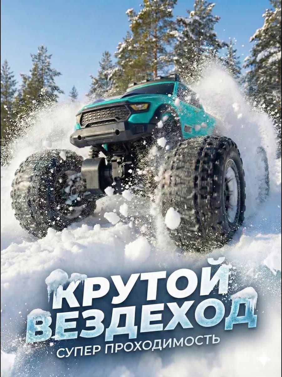Машинка на пульте радиоуправляемый джип монстр-трак амфибия