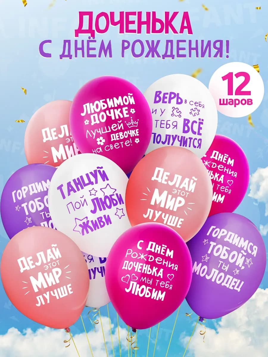 Шары с Днем рождения доченька