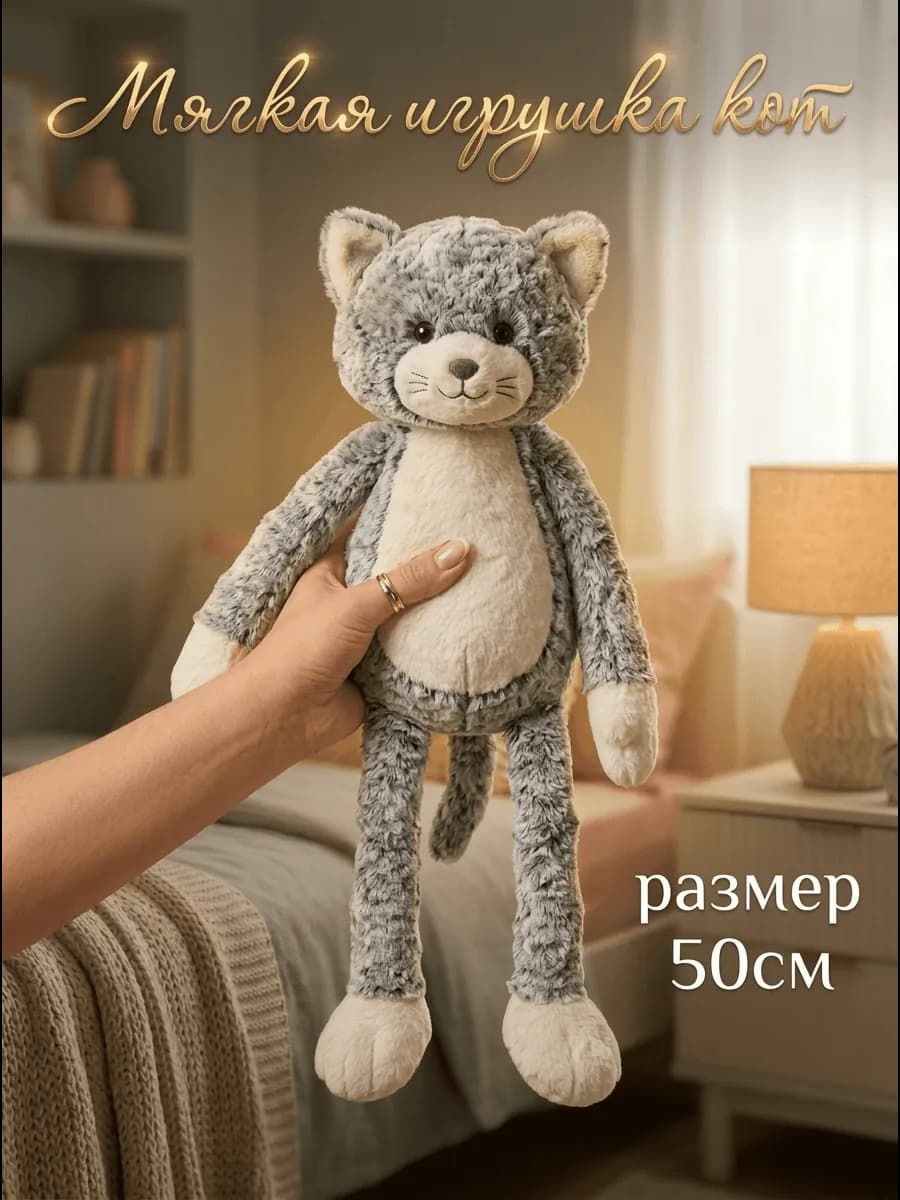 Мягкая игрушка кот 50 см