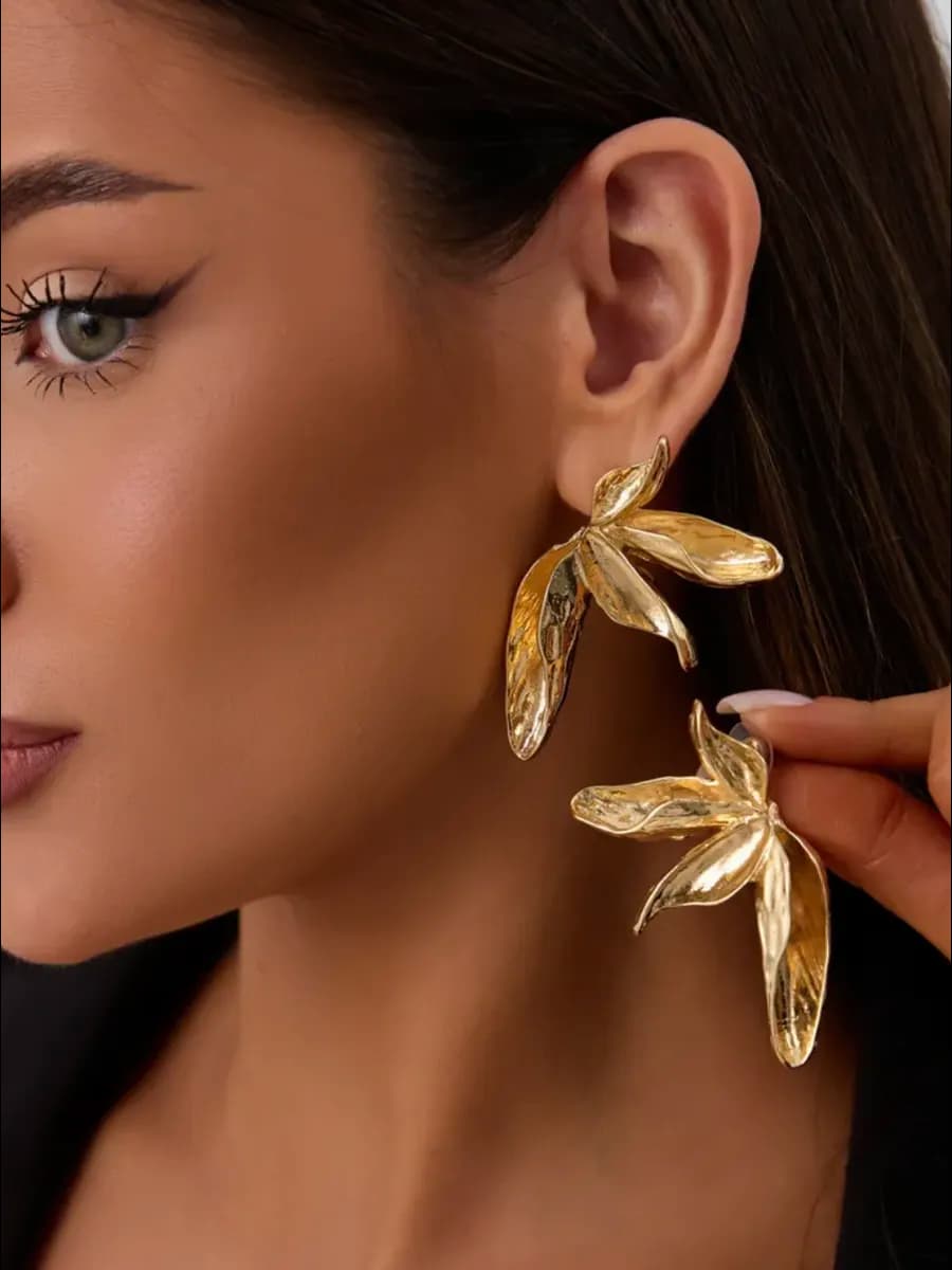 Серьги бижутерия крупные лепестки