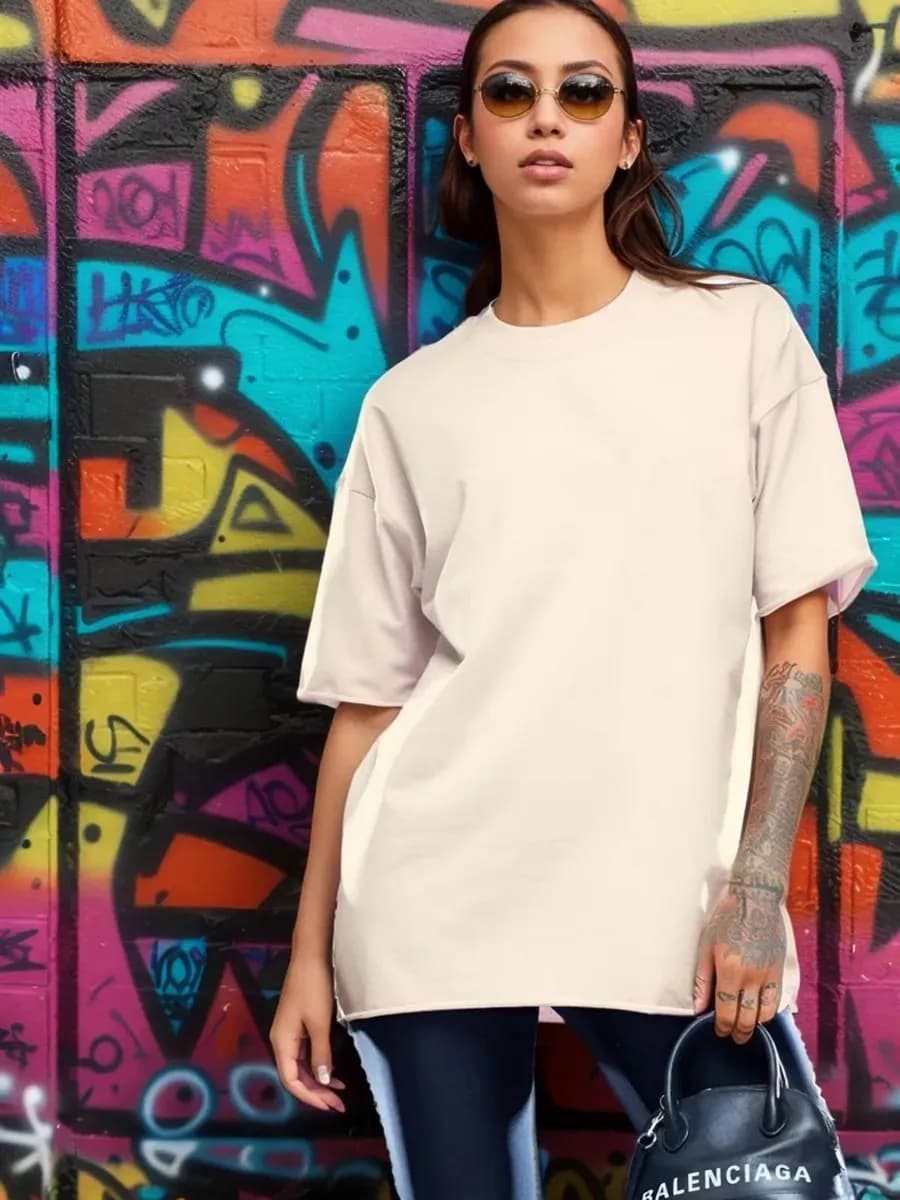 Футболка однотонная из плотной ткани женская