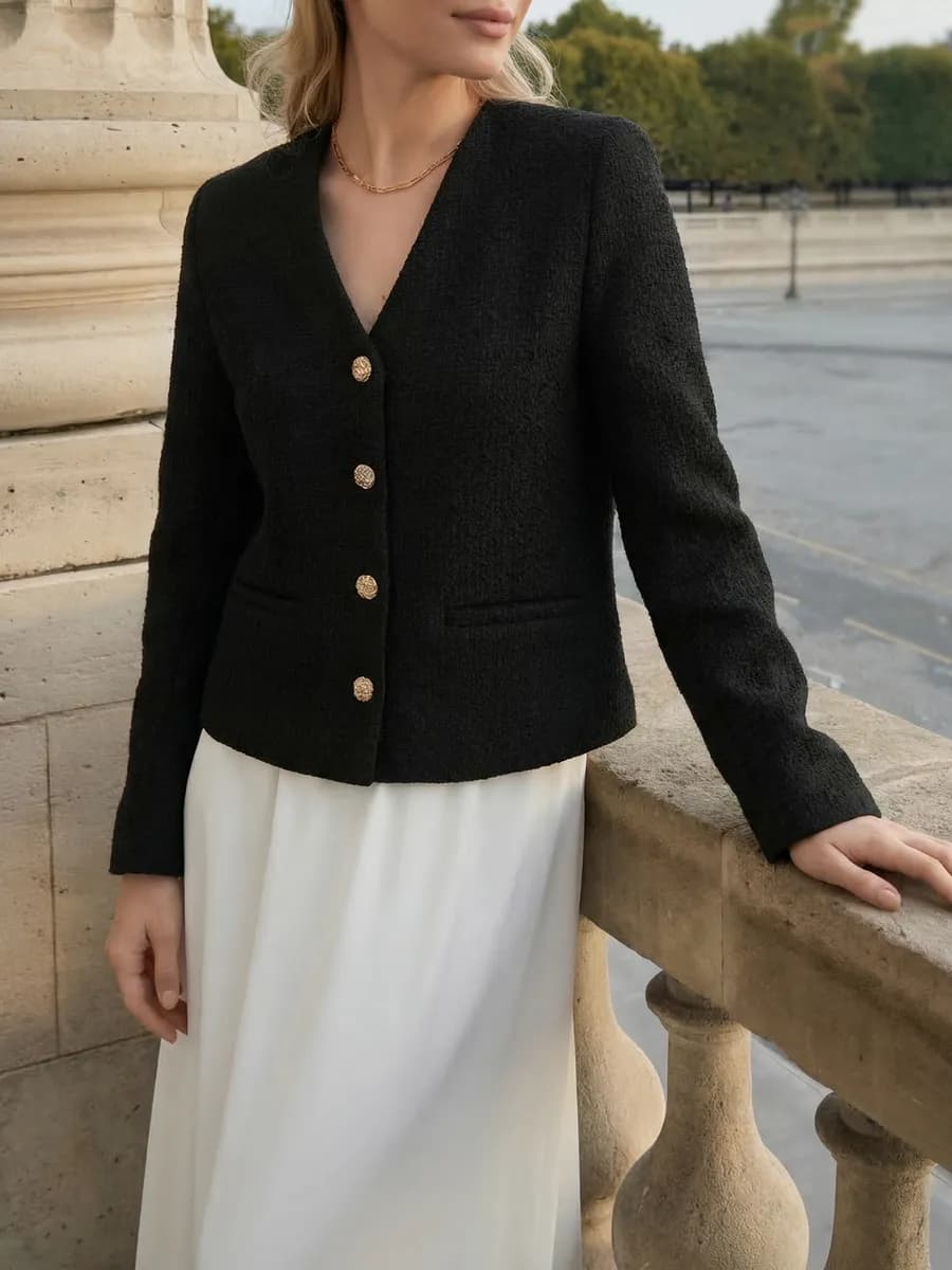 Пиджак твидовый жакет укороченный