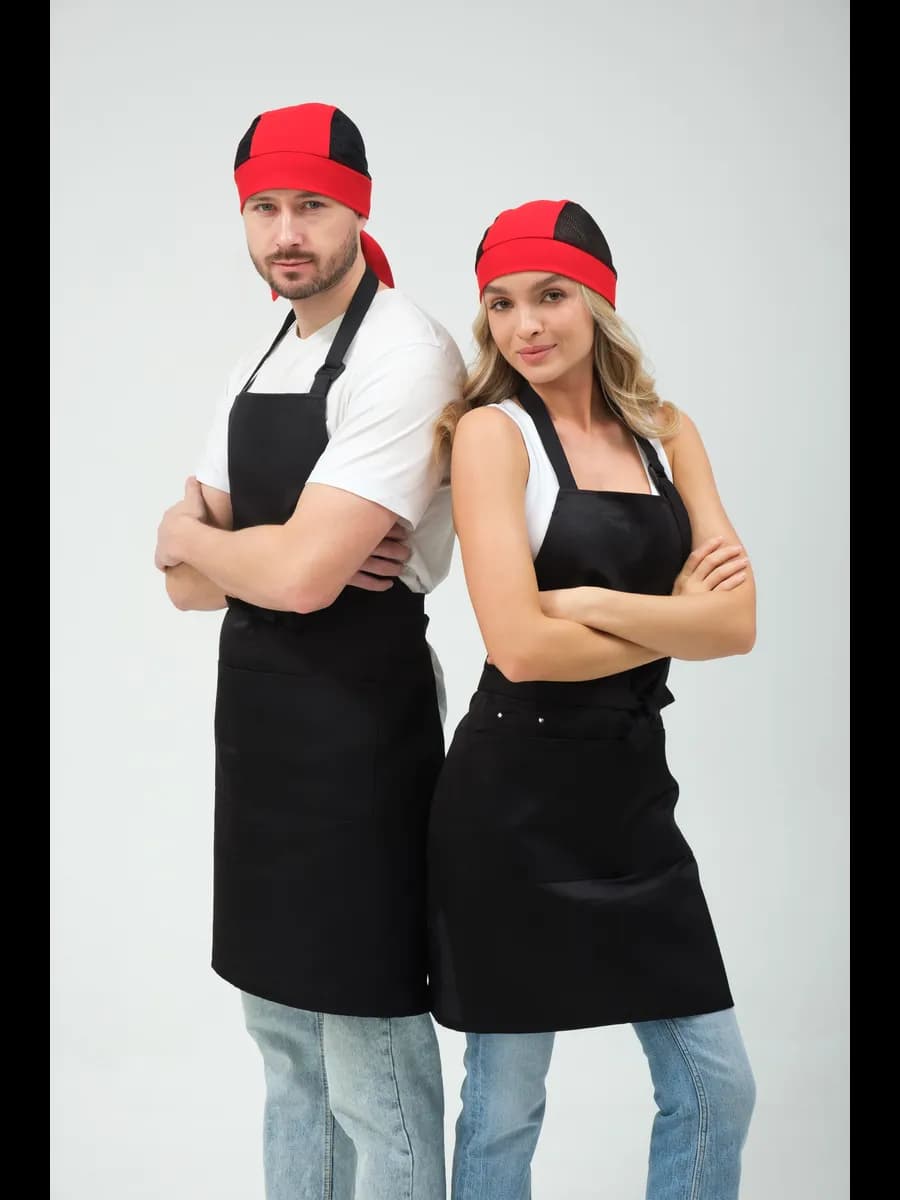 Фартук мужской женский для готовки с карманом черный