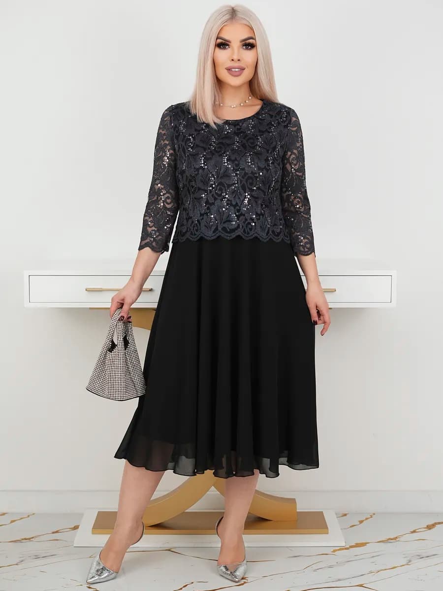 Платье женское праздничное нарядное больших размеров гипюр
