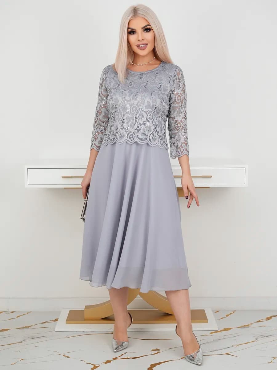 Платье женское праздничное нарядное больших размеров гипюр - фото 1