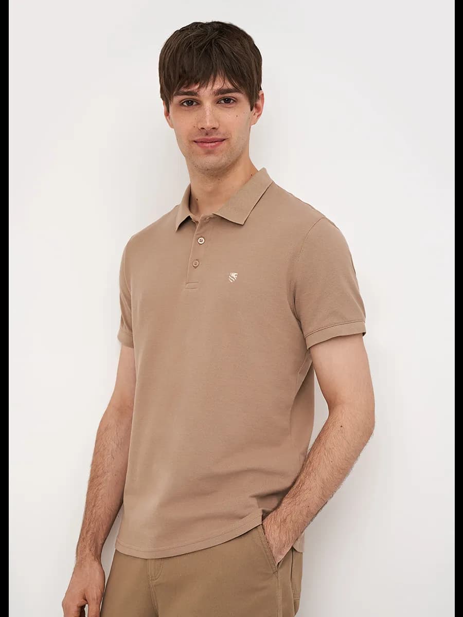 Поло Slim Fit бежевая из 100% хлопка