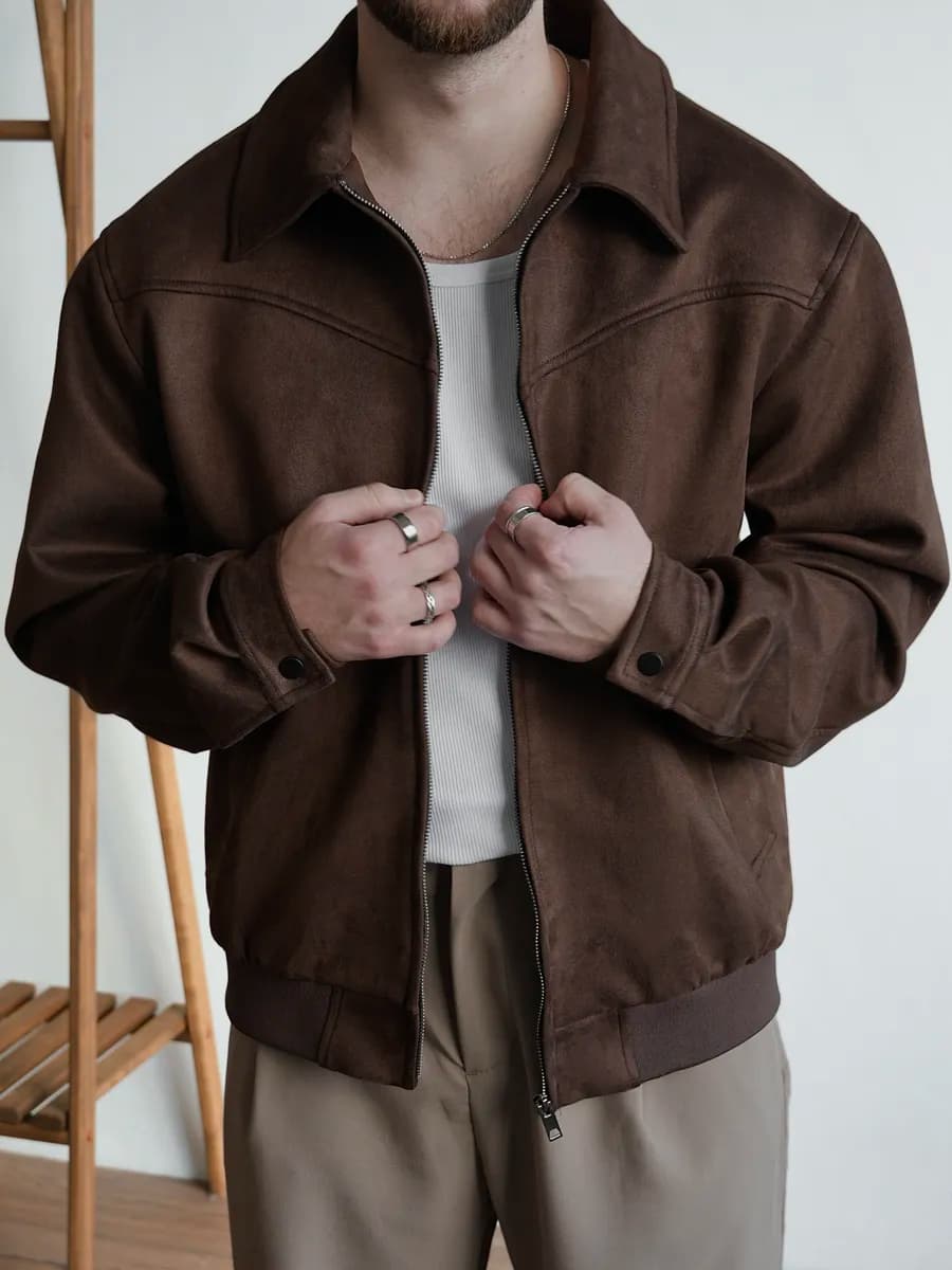 Куртка демисезонная замшевая с воротником