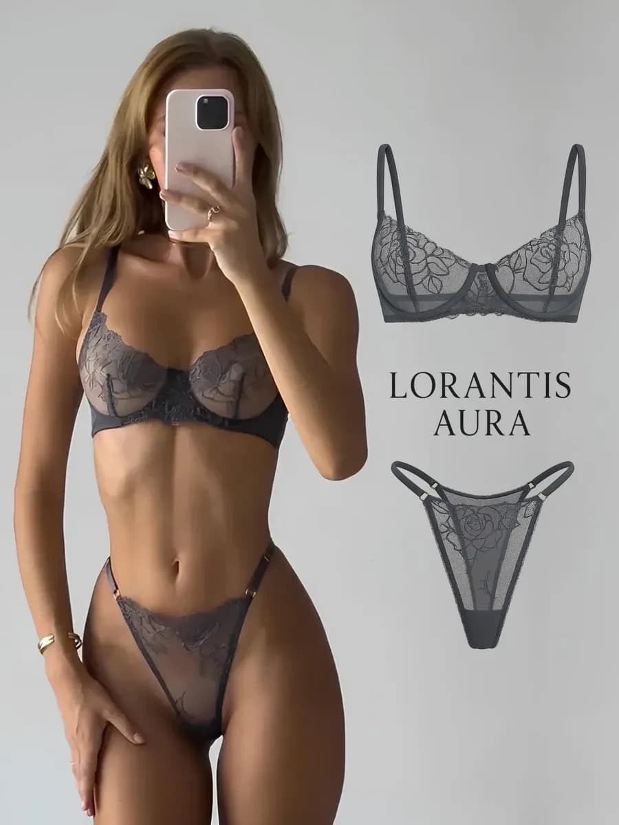 Комплект нижнего белья кружевной прозрачный в сетку