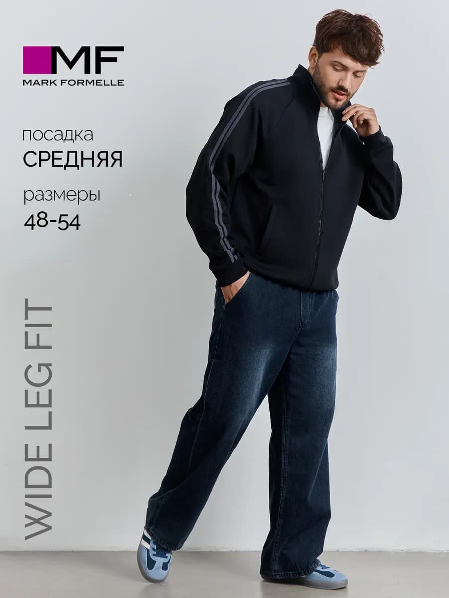 Джинсы широкие классические на резинке