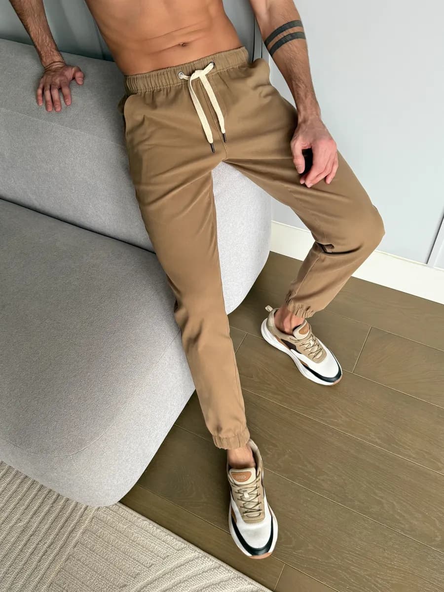 Джоггеры бежевые (темно) Школа