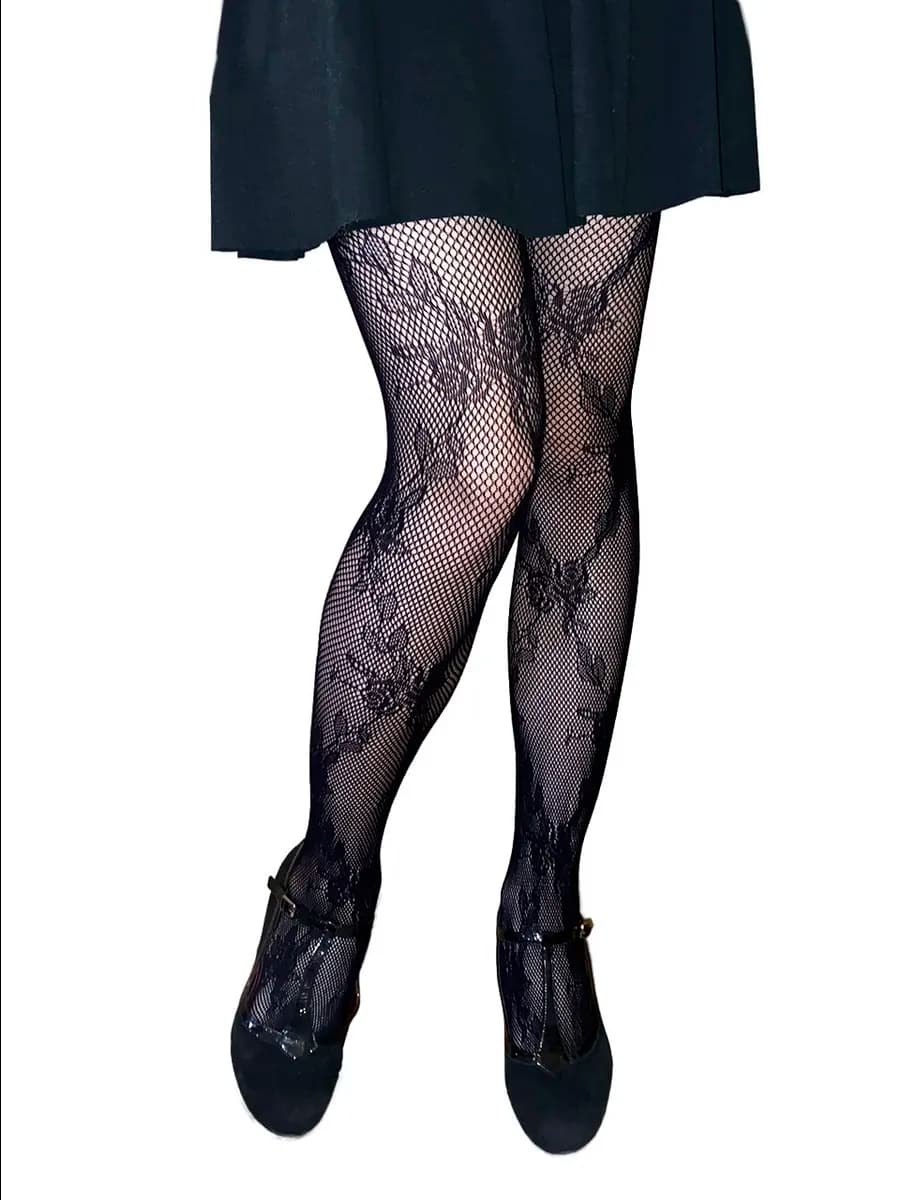 Колготки в сетку с рисунком ажурные кружевные y2k