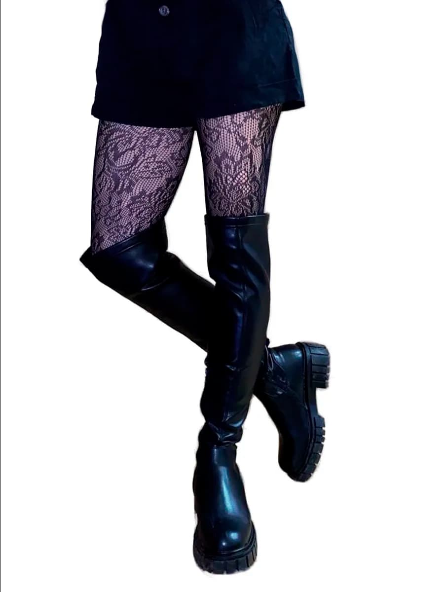 Колготки в сетку с рисунком ажурные кружевные y2k