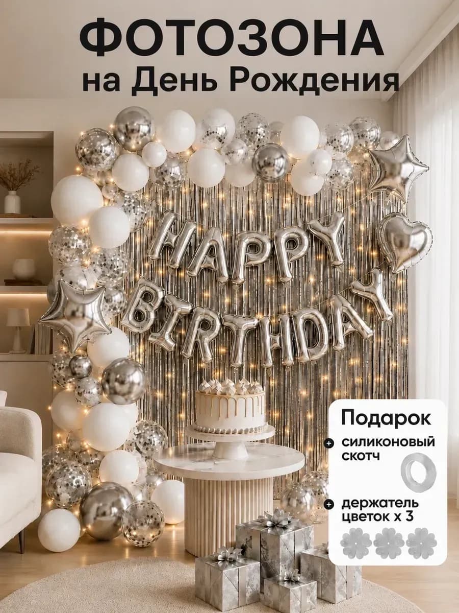 Воздушные шары Happy Birthday фотозона День Рождения