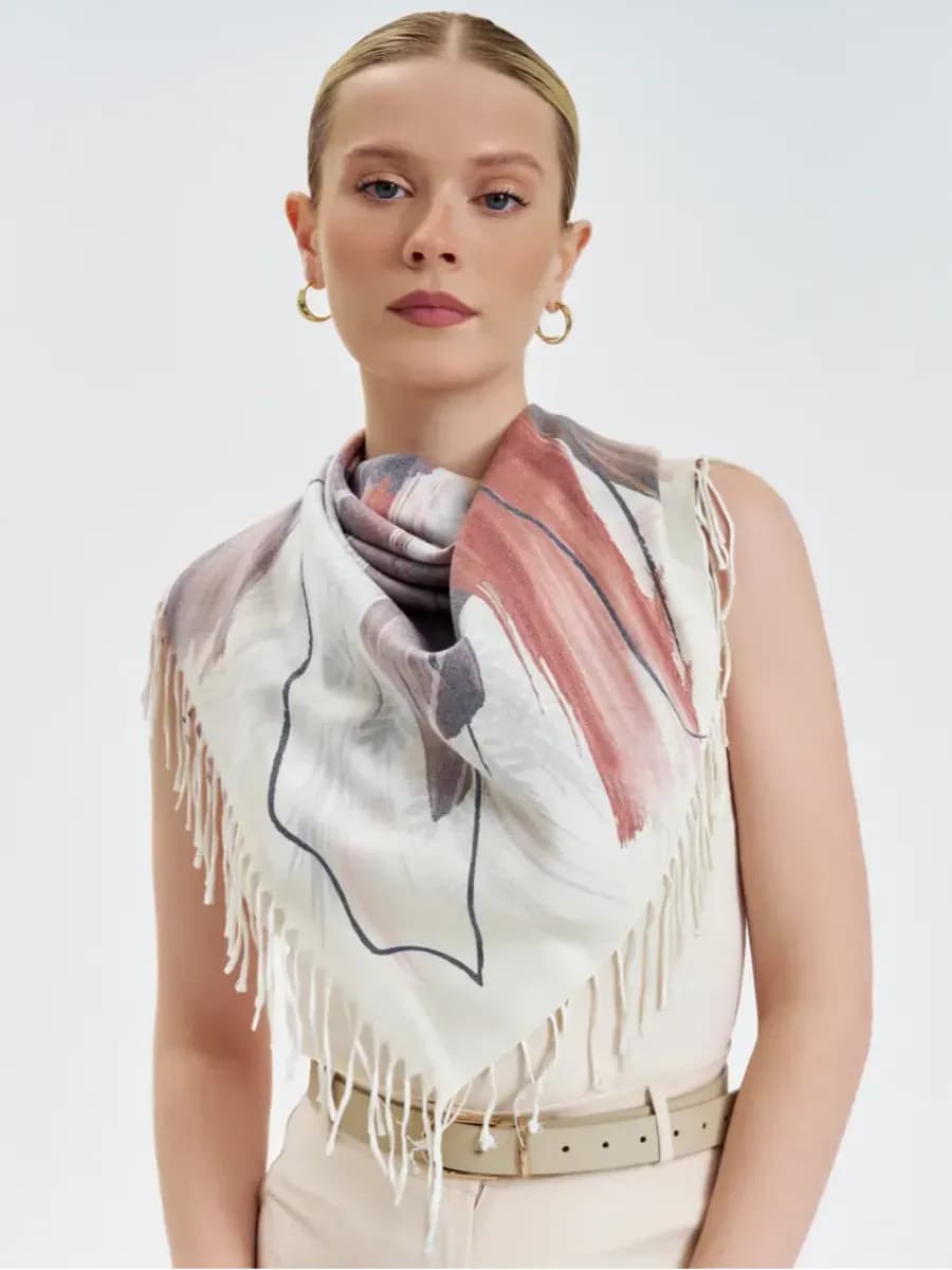 Платок на голову и шею кашемировый двухсторонний