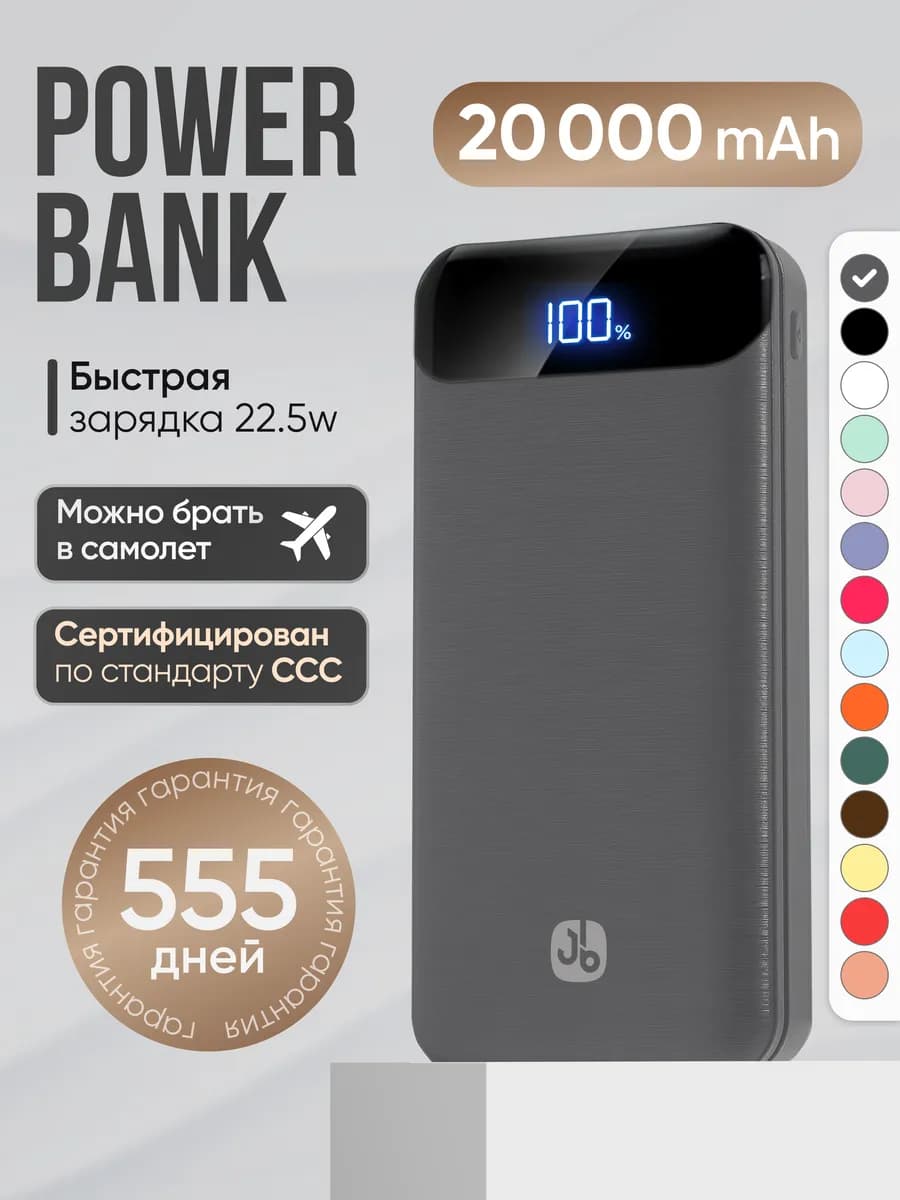 Повербанк 20000 Power bank для телефона с быстрой зарядкой