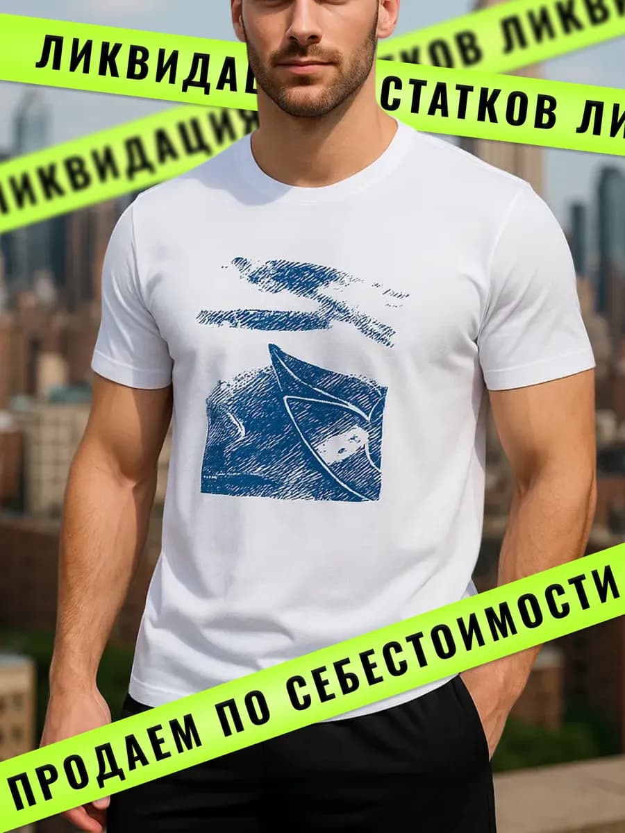 Футболка белая с принтом хлопок