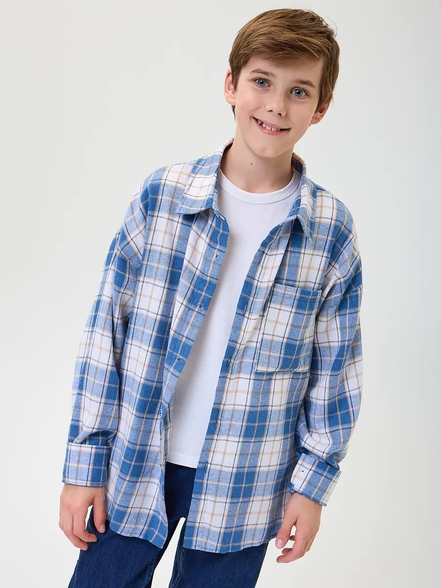 Рубашка в клетку модная оверсайз