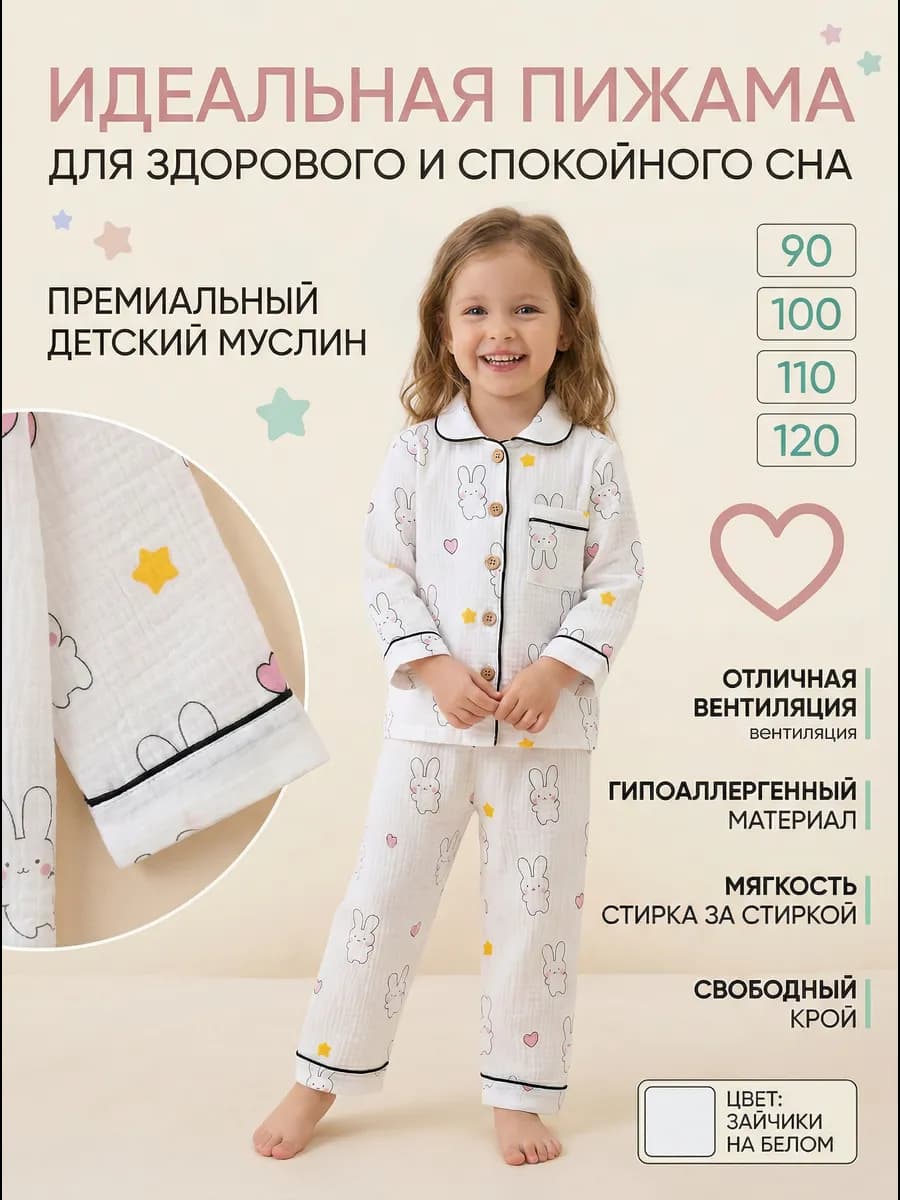 Пижама детская муслиновая хлопок