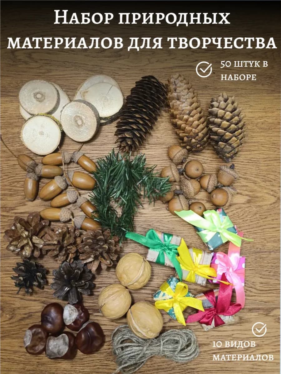 Набор природных материалов для поделок и творчества - фото 1