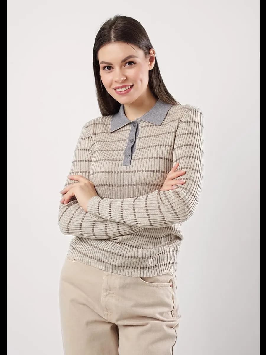 Джемпер вязаный в офис с длинным рукавом