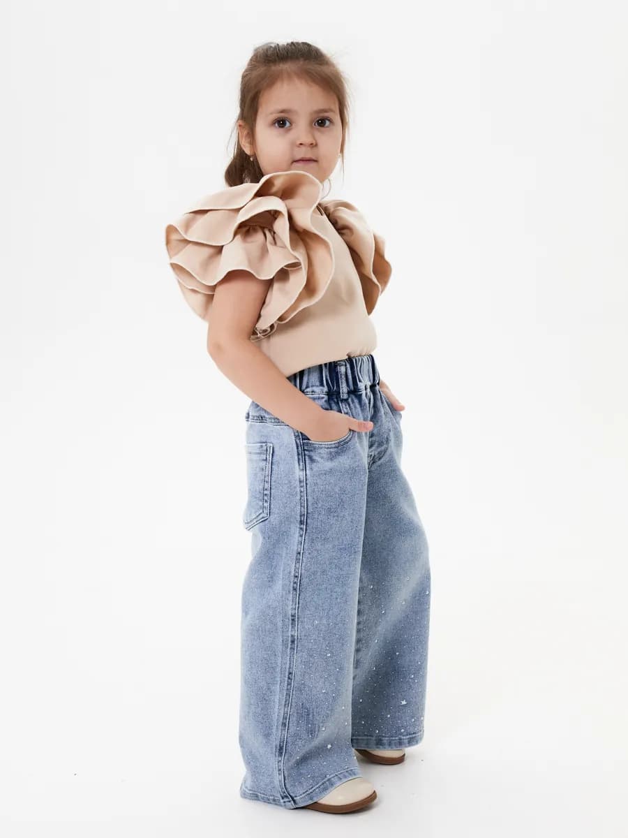 Джинсы детские на резинке широкие палаццо