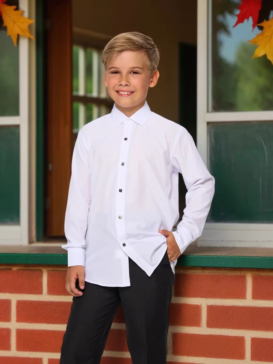 Школьная рубашка на кнопках классическая