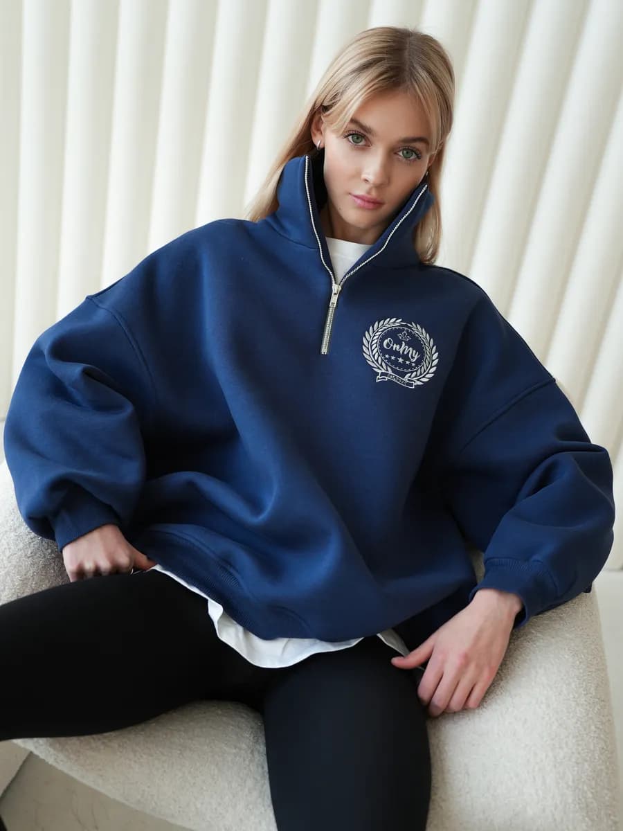 Свитшот оверсайз на молнии полузамок анорак