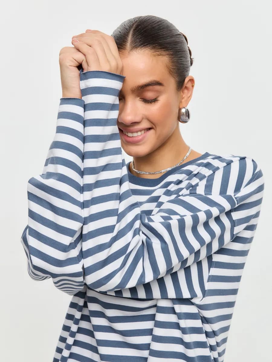 Лонгслив тельняшка оверсайз базовый