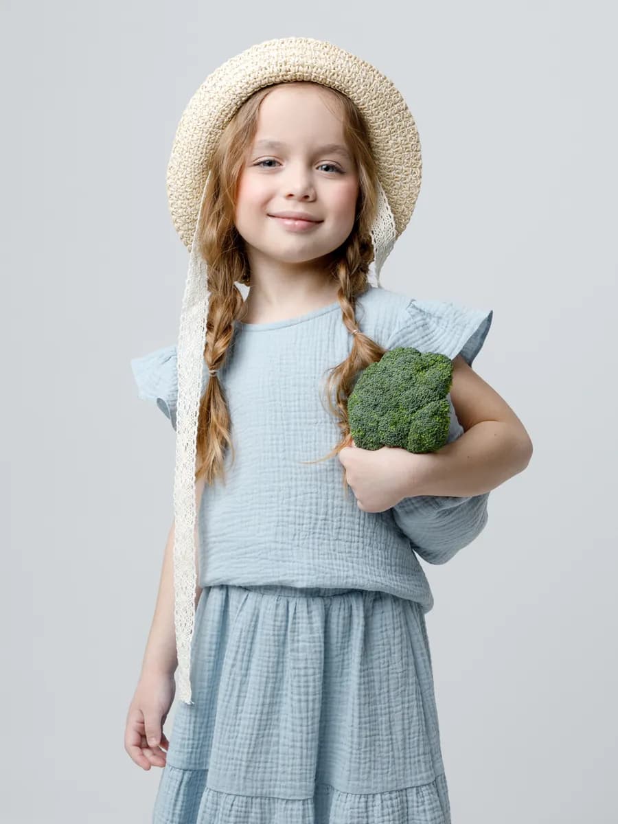 Муслиновый топ с рукавами крылышками для девочки