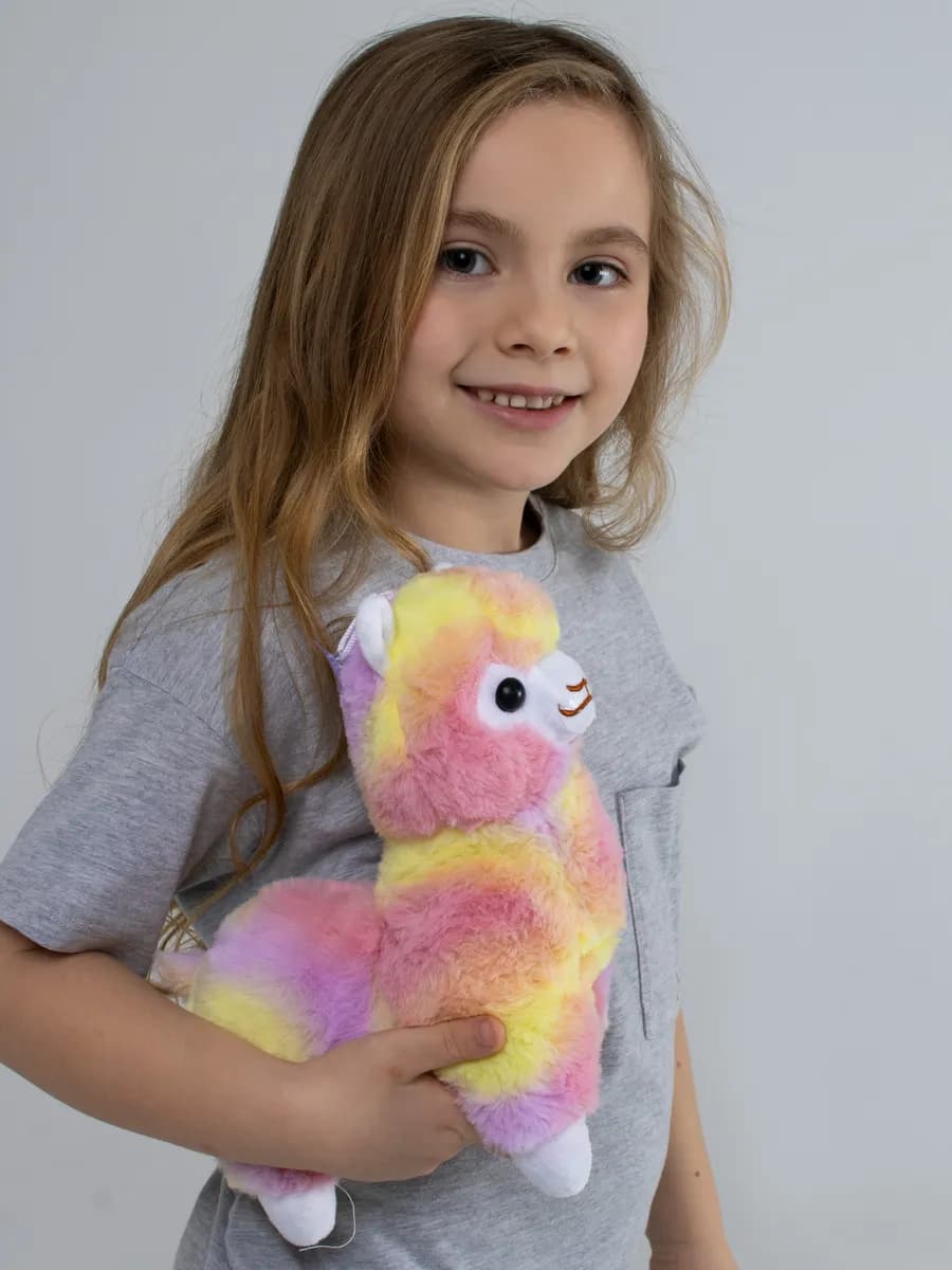 Мягкая игрушка Альпака радужная 25