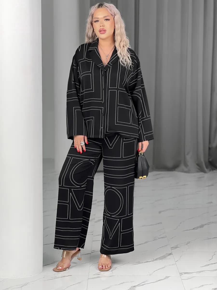 Костюм нарядный с брюками больших размеров