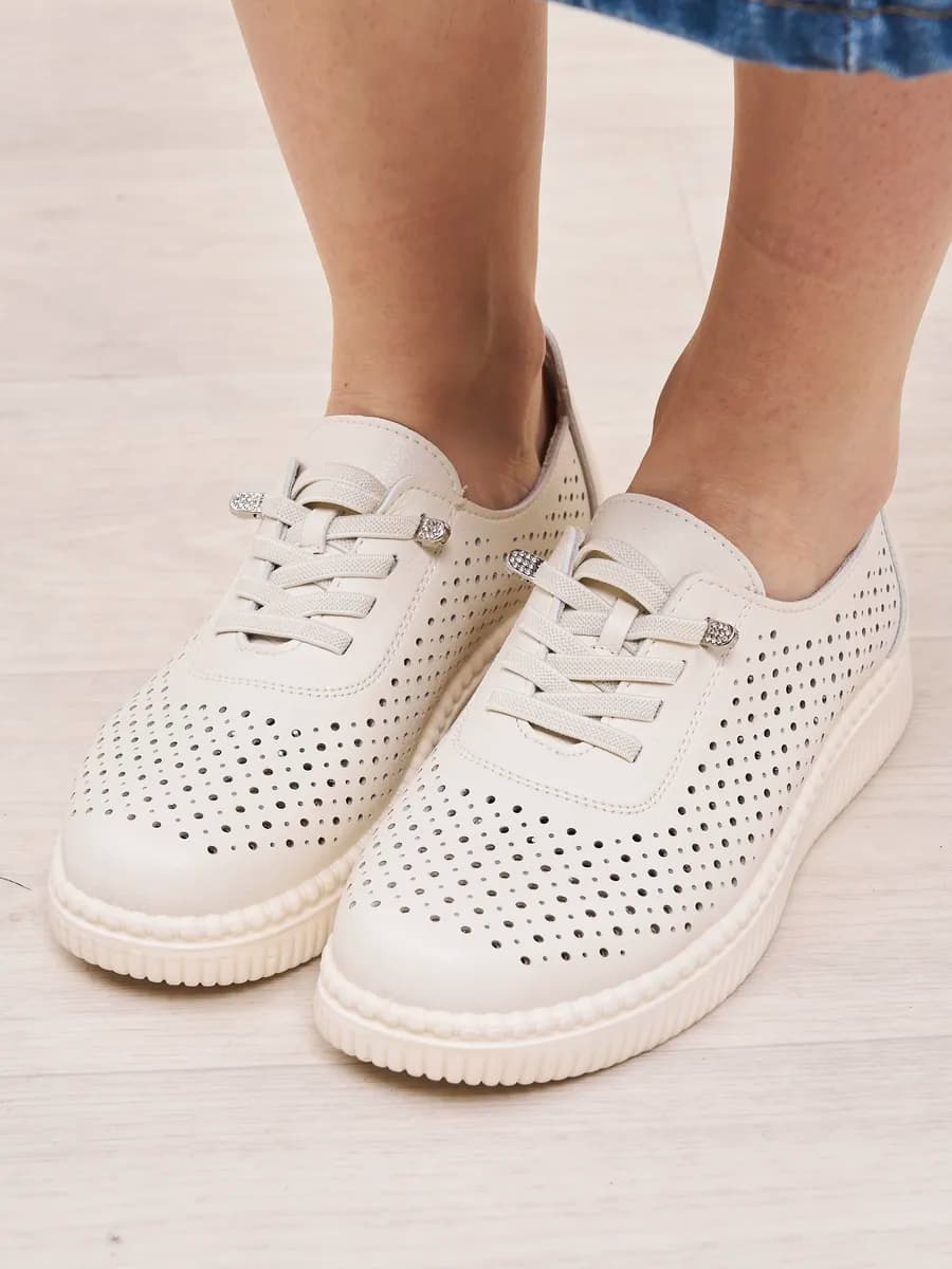 Мокасины летние кожаные дышащие на широкую ногу