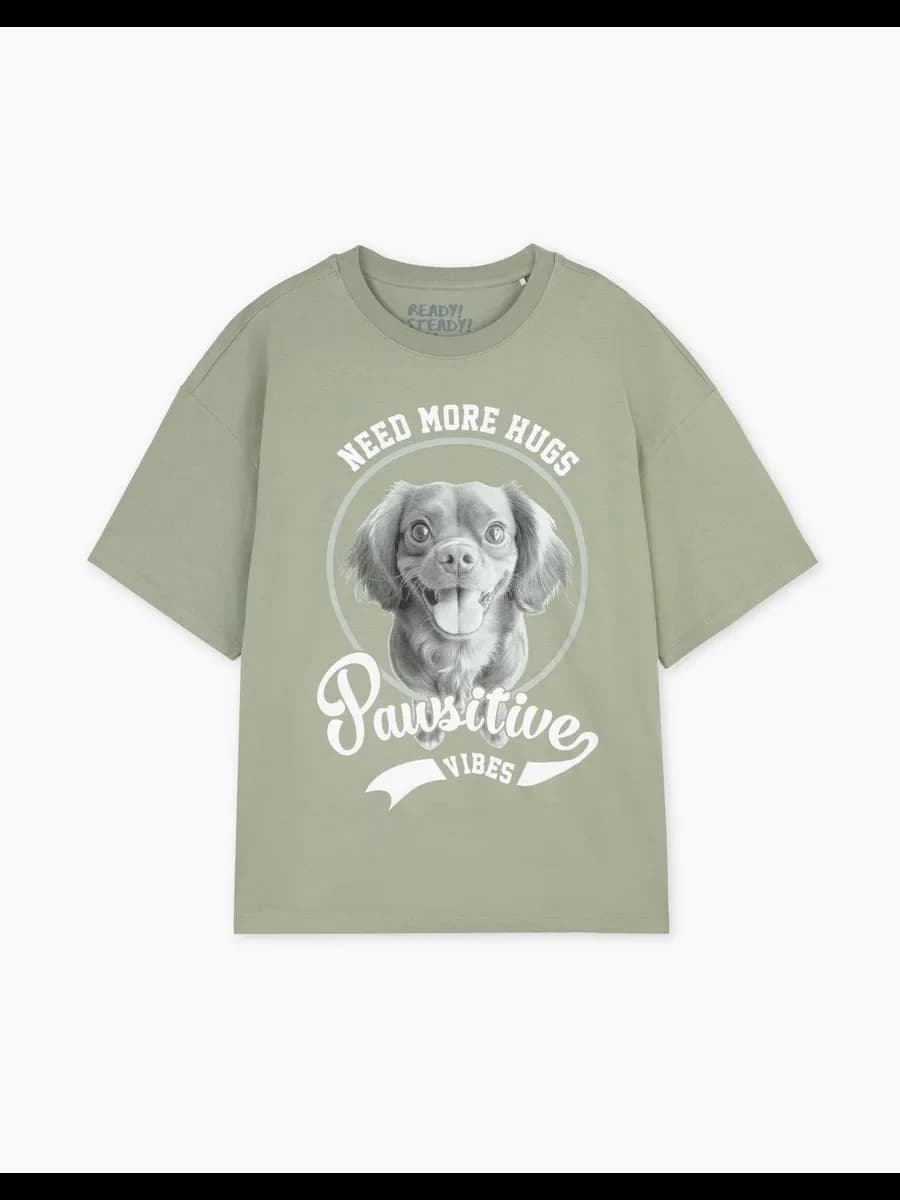 Оливковая футболка oversize с принтом