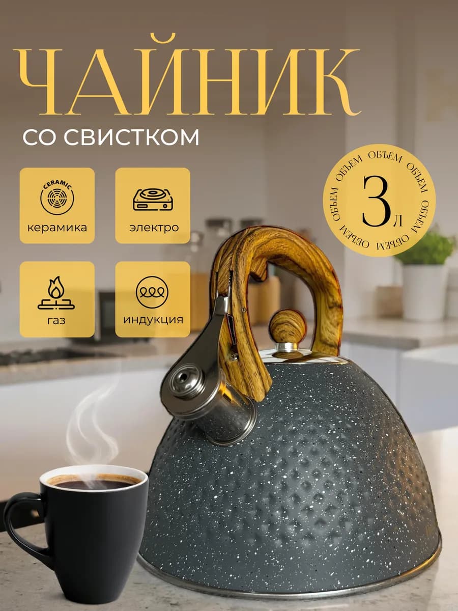 Чайник со свистком для всех типов плит