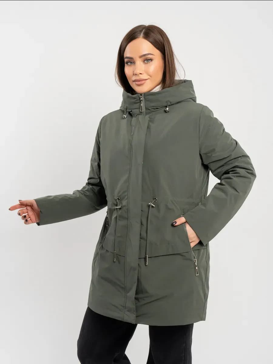 Куртка женская осенняя теплая удлиненная - фото 1