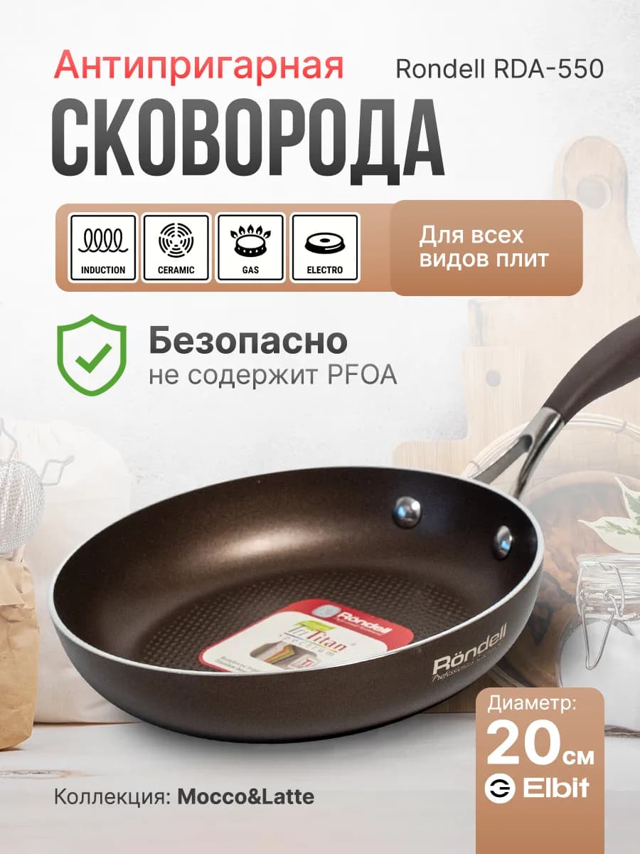 Сковорода с антипригарным покрытием без крышки Mocco 20 см