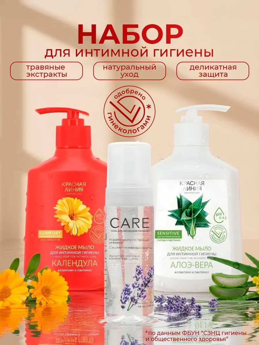Набор гель и пенка для интимной гигиены женский 3 шт