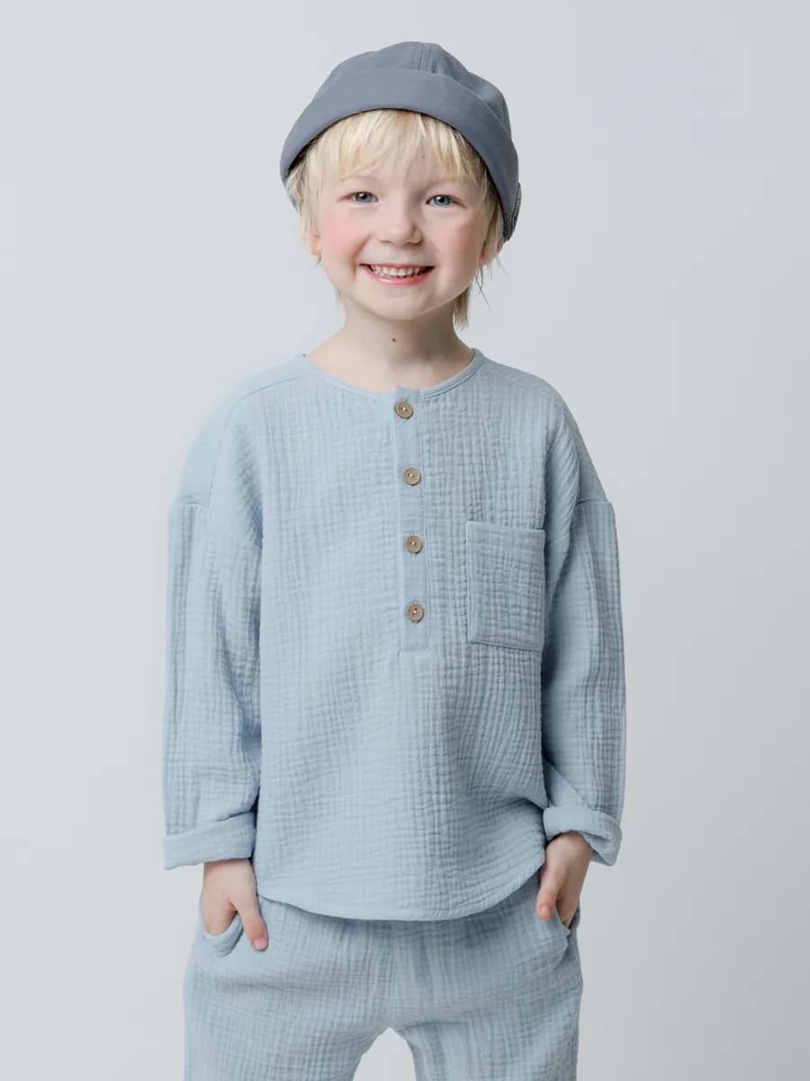 Муслиновая легкая детская рубашка хлопок