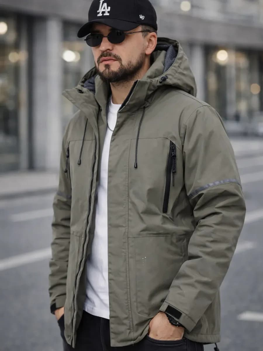 Куртка демисезонная осенняя удлиненная с капюшоном ветровка