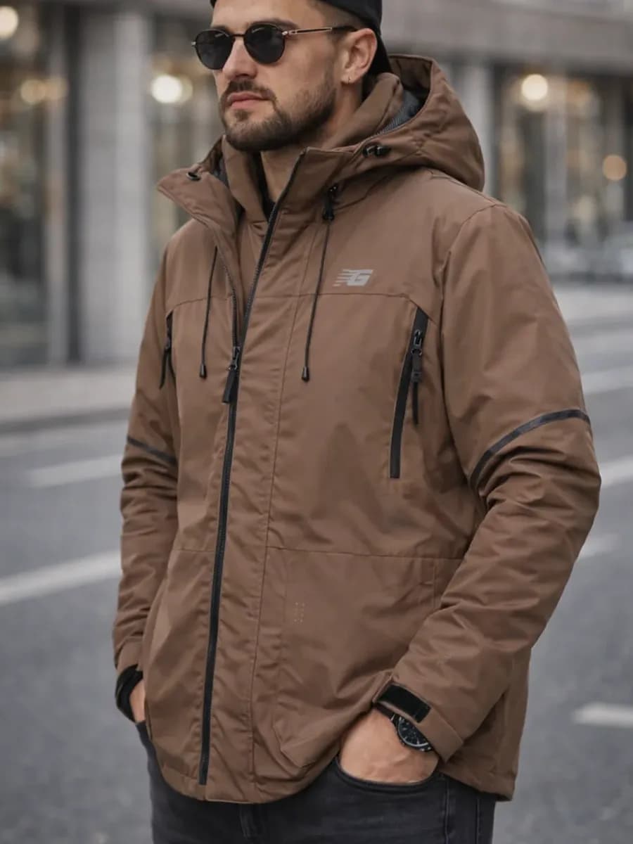 Куртка демисезонная осенняя удлиненная с капюшоном ветровка