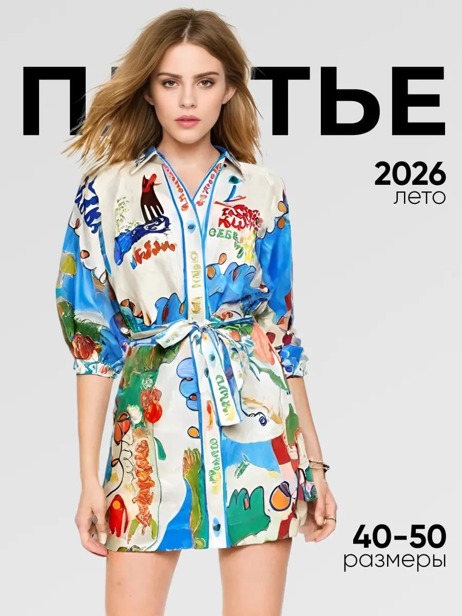 Туника летняя пляжная рубашка с принтом