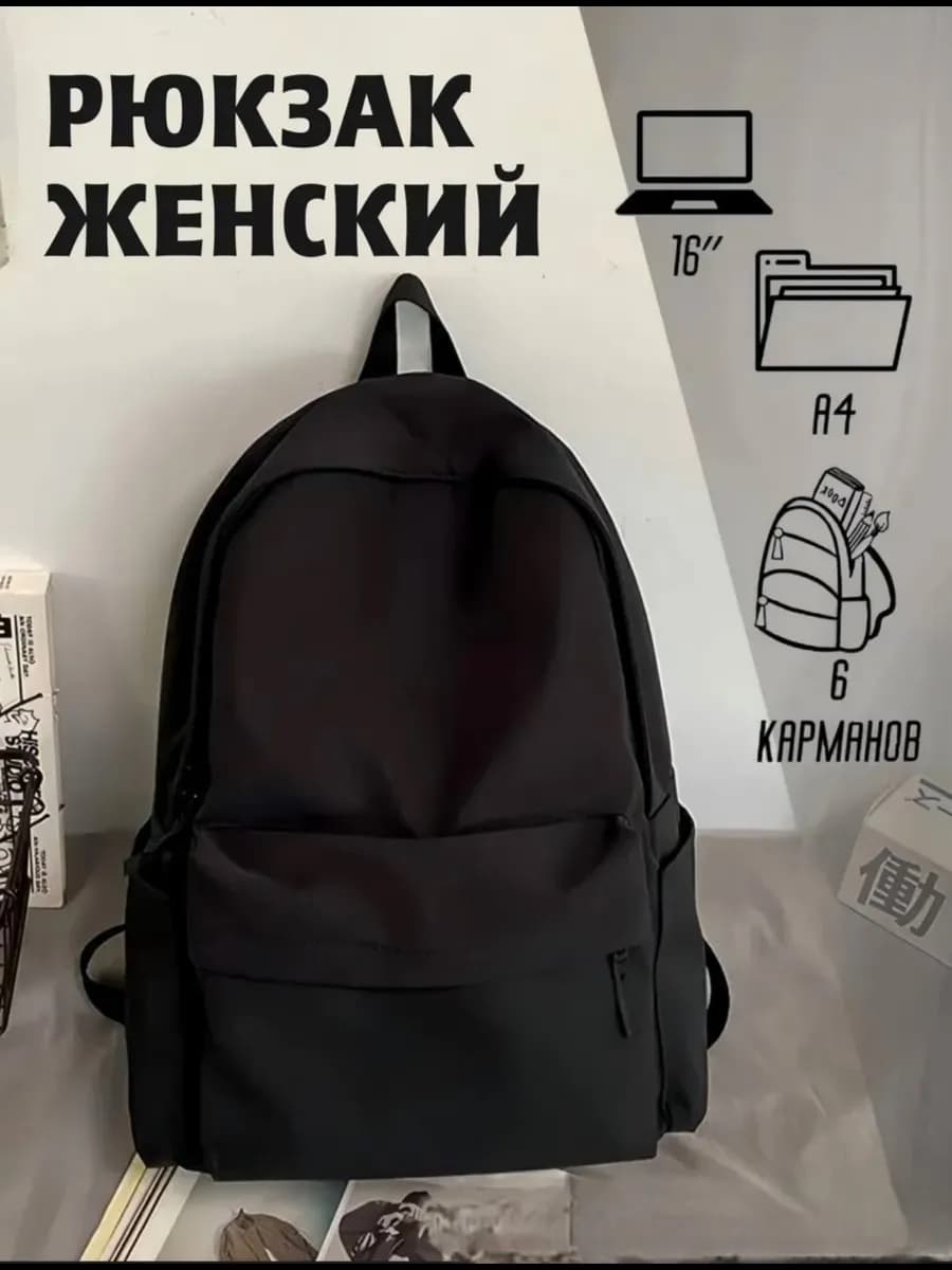 Рюкзак женский черный школьный спортивный для подростков