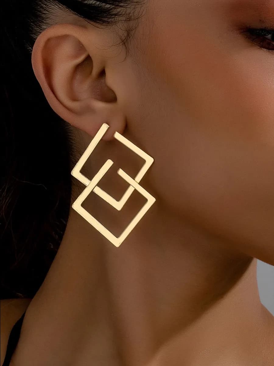 Серьги бижутерия крупные ромбики геометрия