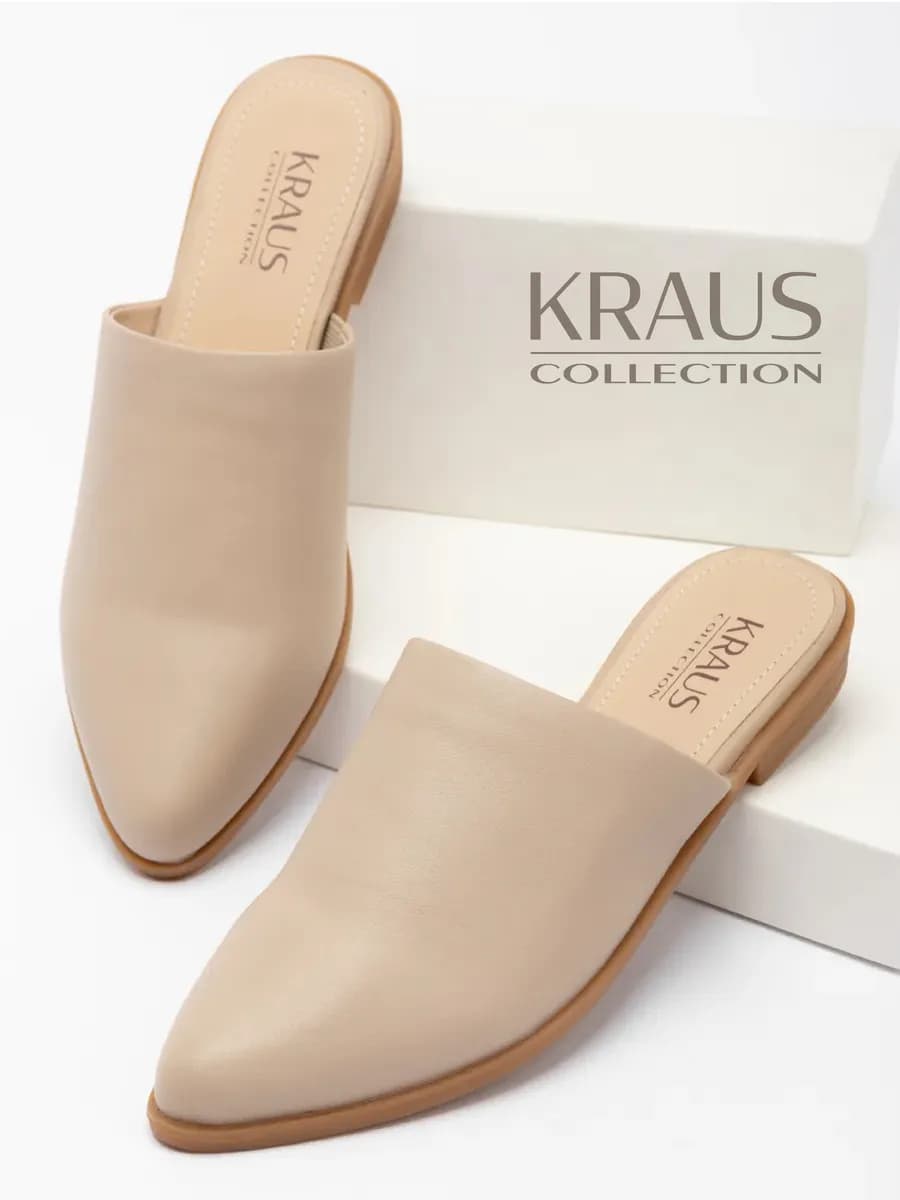 Мюли женские бежевые кожаные